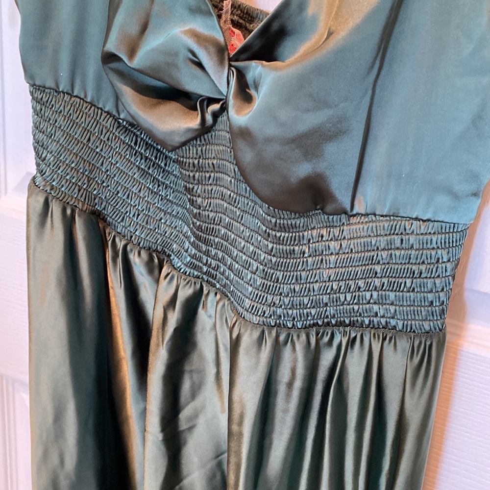 Free People sundrenched green Smocked Puff-Sleeve Maxi Long tiered Dress New - Picture 5 of 5
